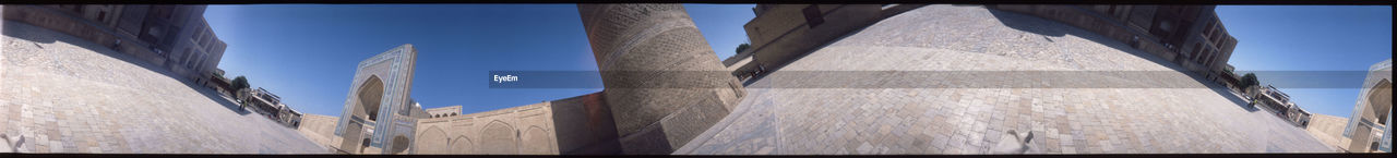 Panoramic view of kalon mosque against clear sky