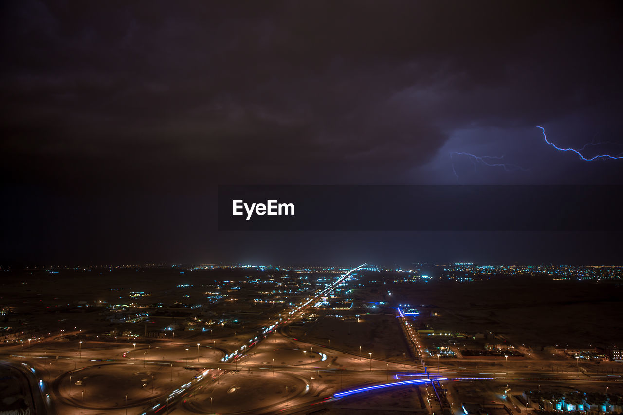 Illuminated cityscape at night