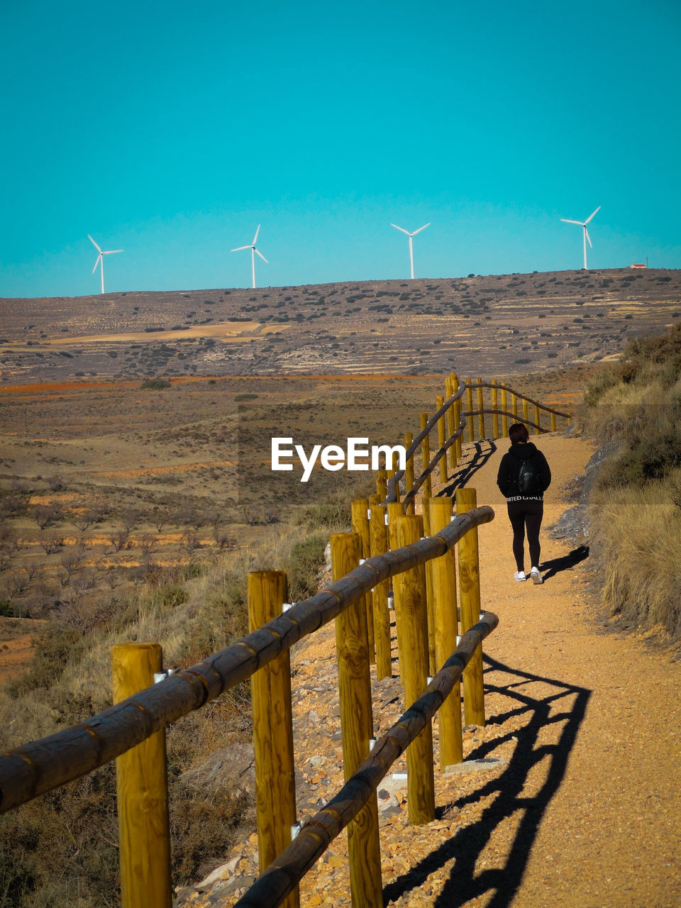 Scenic view of landscape against clear blue sky