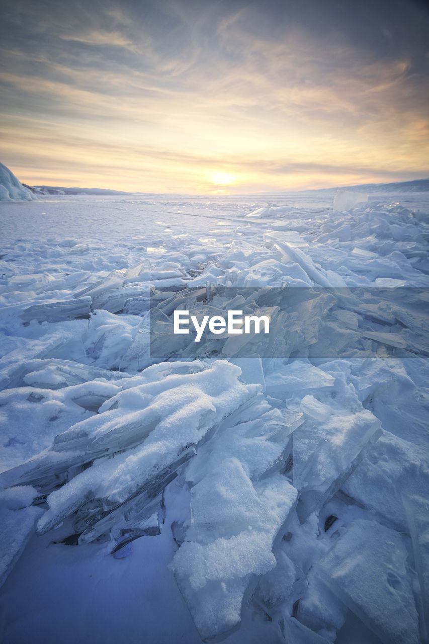 Ice sea over baikal lake