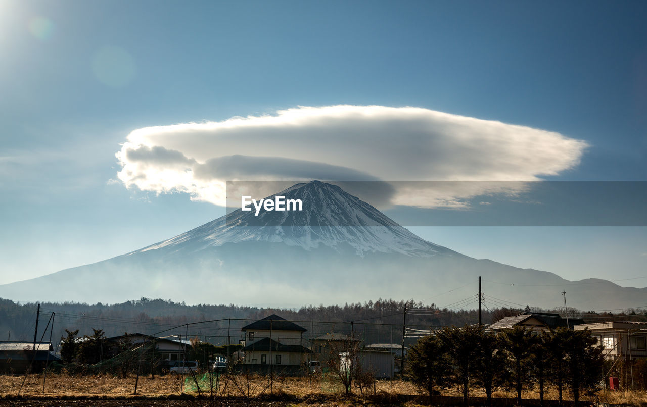 Mushroom cloud over mount fuji