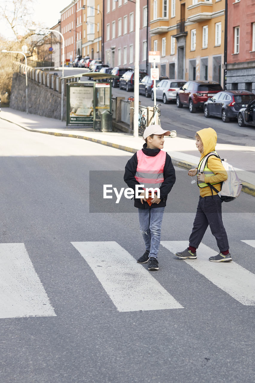 Children crossing road