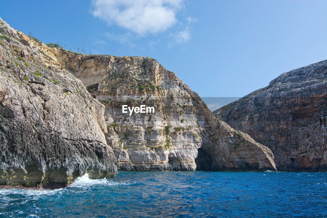 SCENIC VIEW OF SEA BY CLIFF