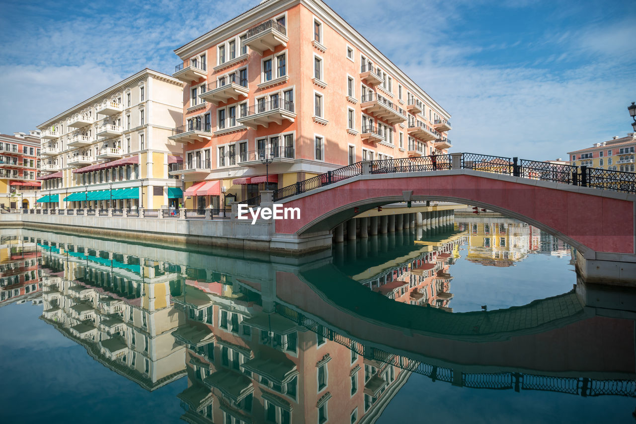 Venice like qanat quartier at the pearl in doha, qatar, middle east.