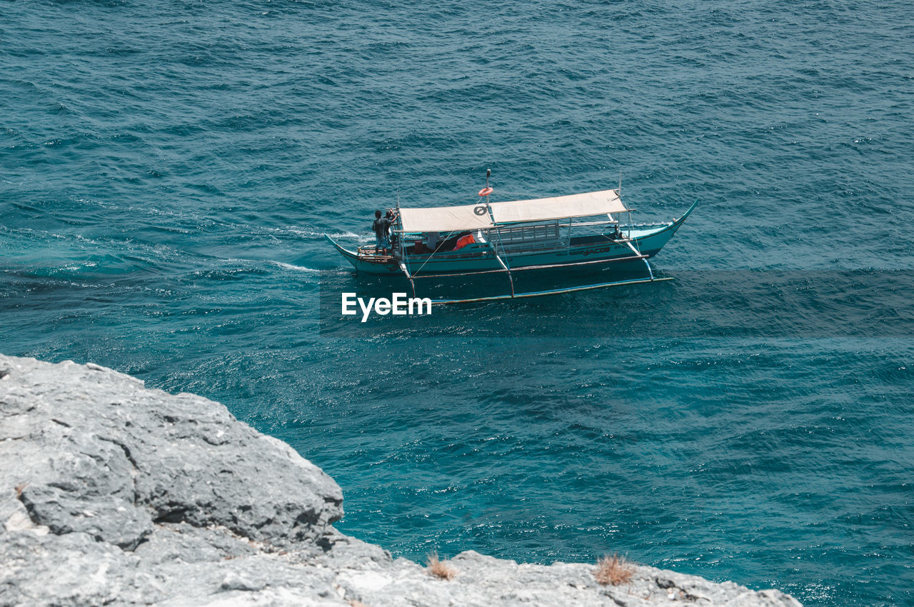 High angle view of boat in sea