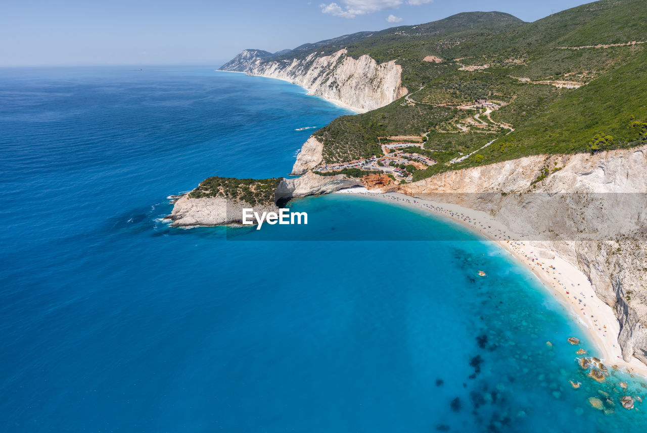 HIGH ANGLE VIEW OF BAY AND ROCKS