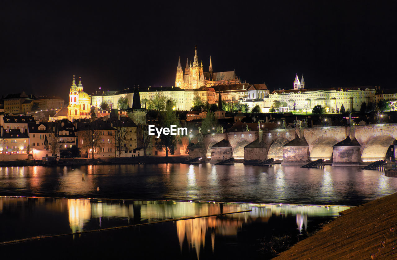 ILLUMINATED BUILDINGS AT NIGHT