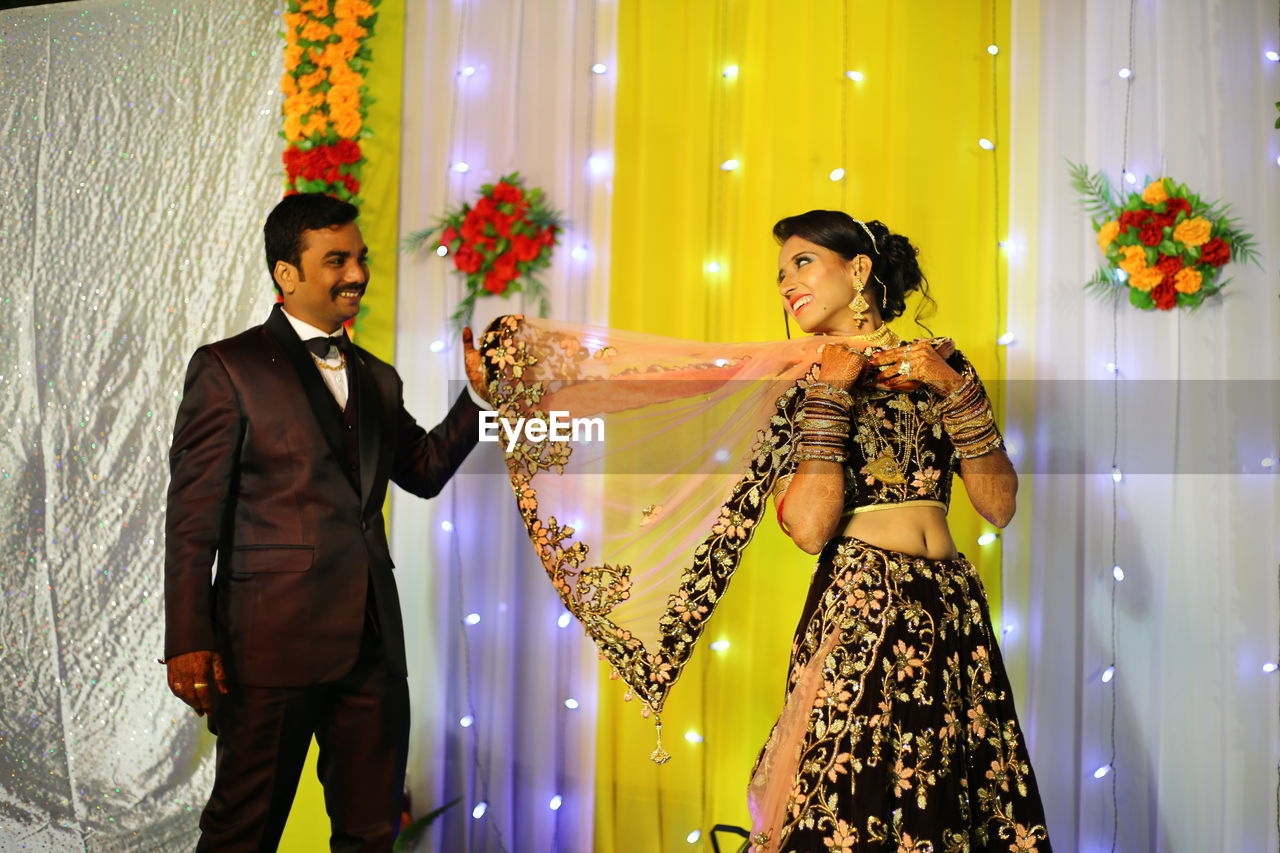 Cheerful couple at wedding