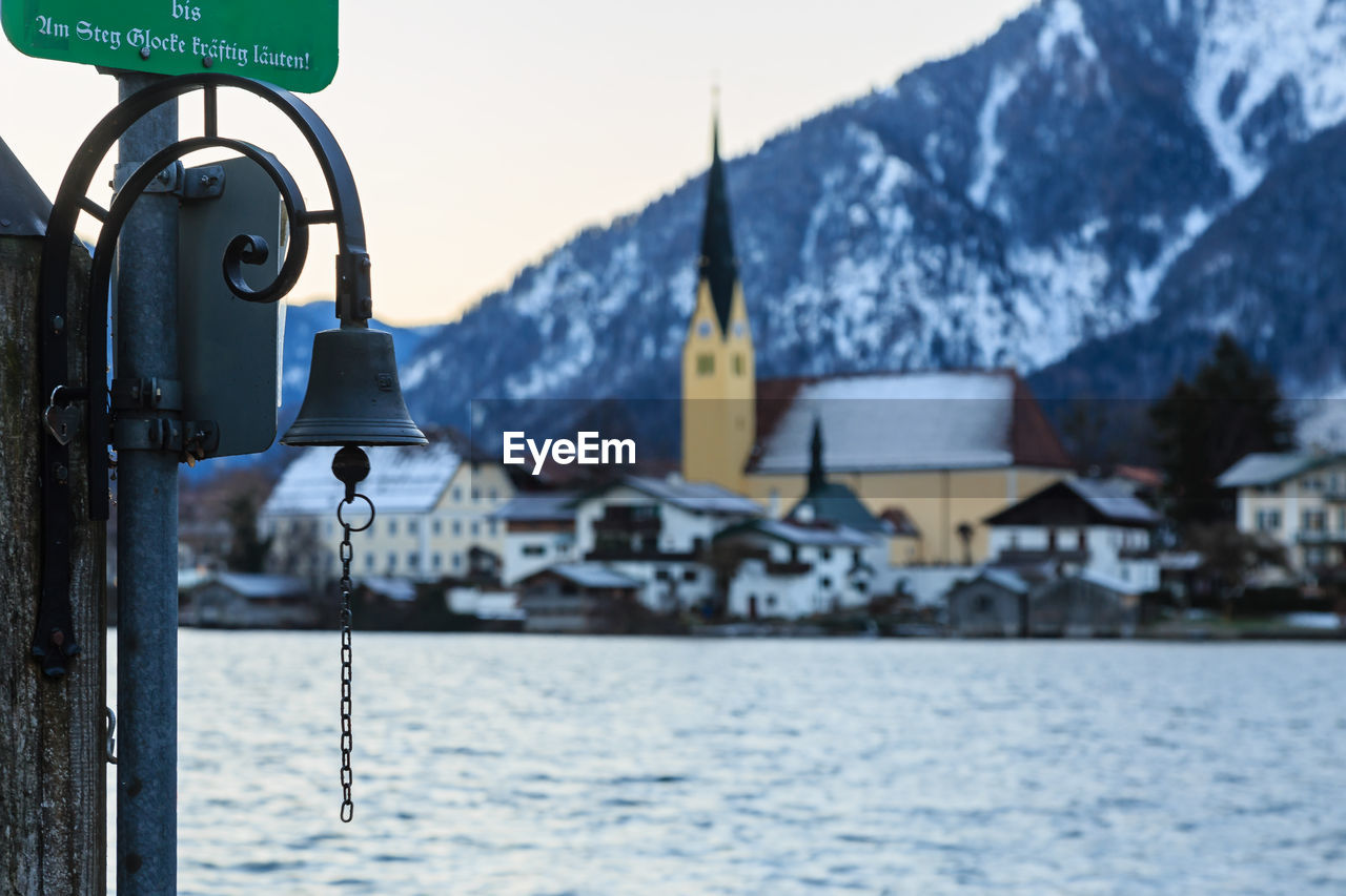 Close-up of bell by lake at tegernsee