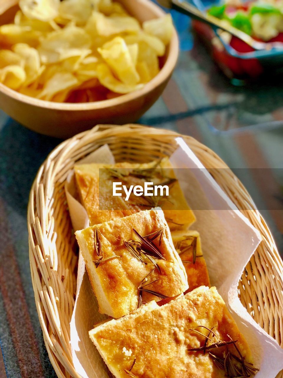 Close-up of food in basket on table