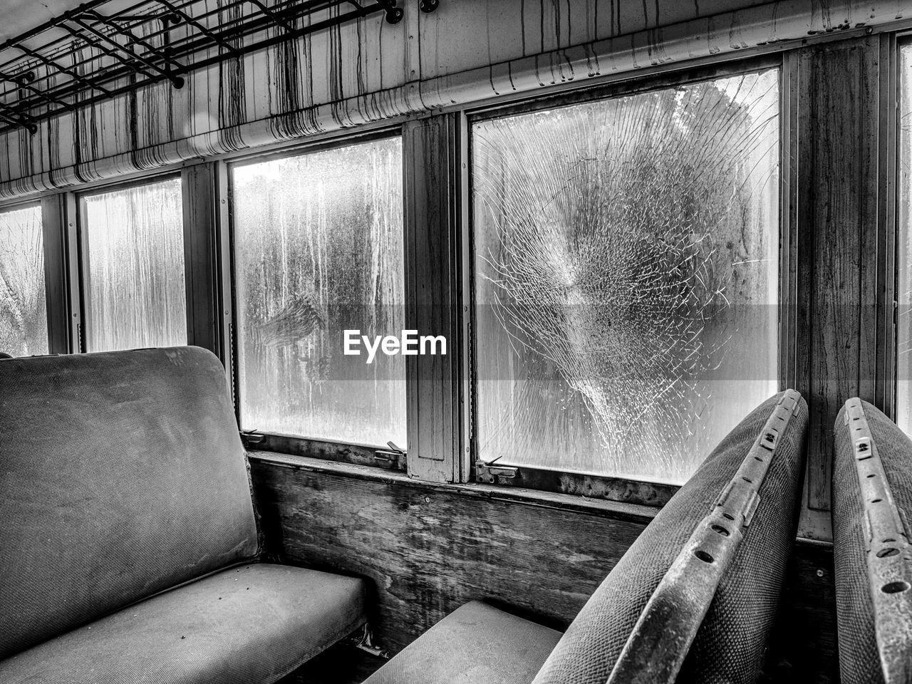 Interior of abandoned train