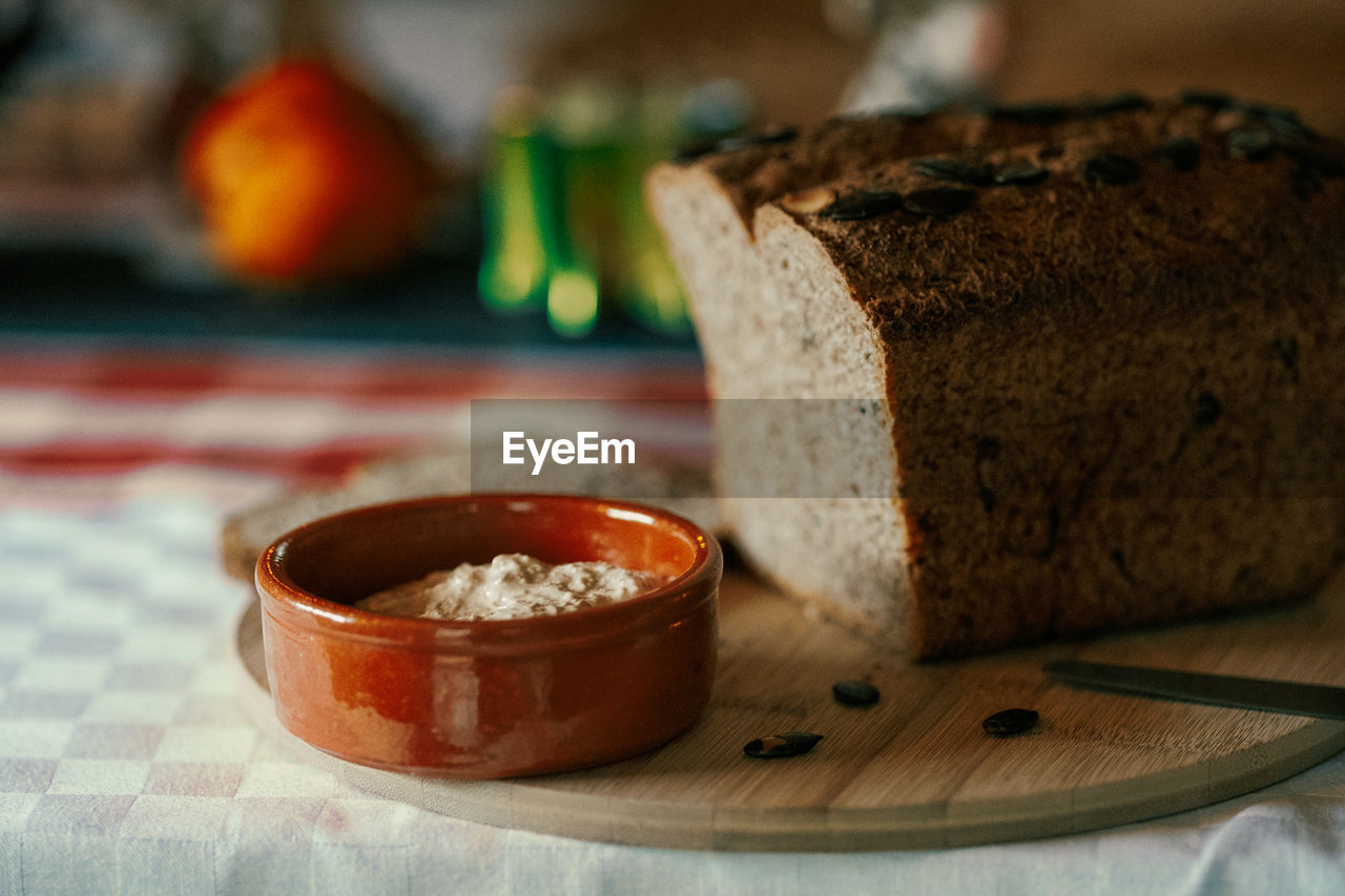 Close-up of bread on table