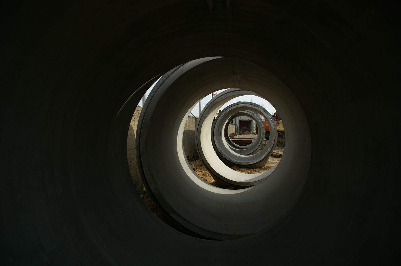 Interior of concrete pipes