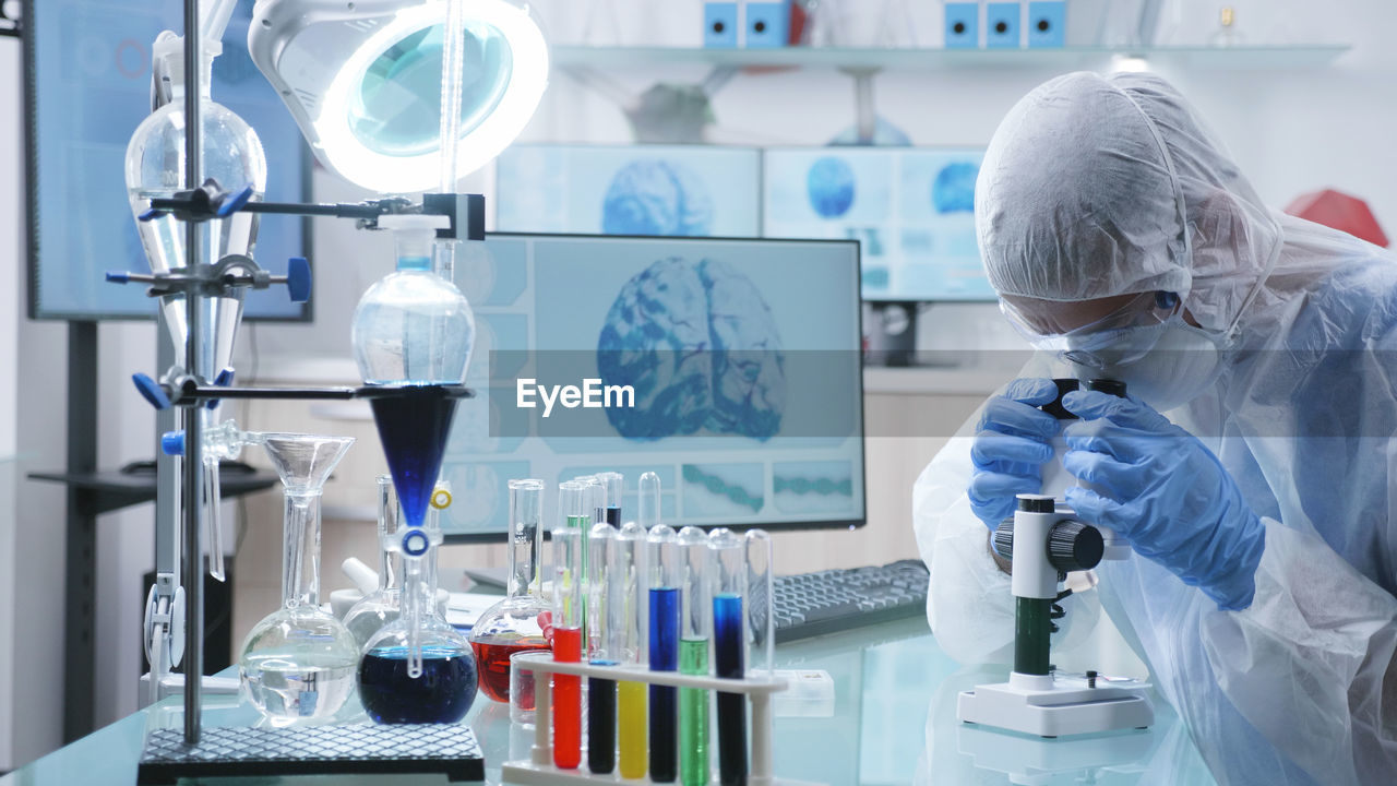 Close-up of scientist working in laboratory