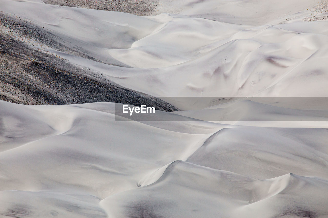 High angle view of snow covered land