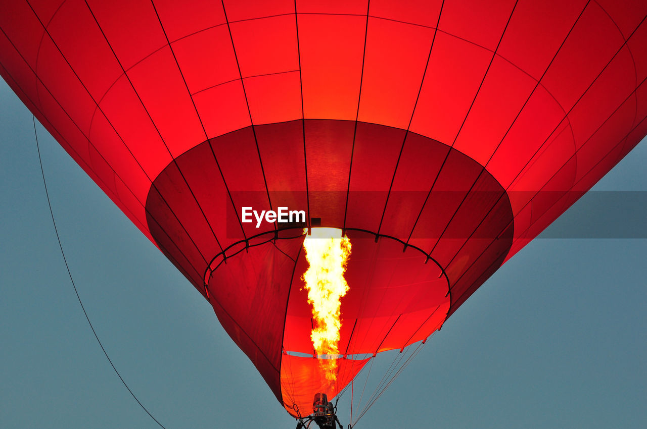 Low angle view of hot air balloon against sky