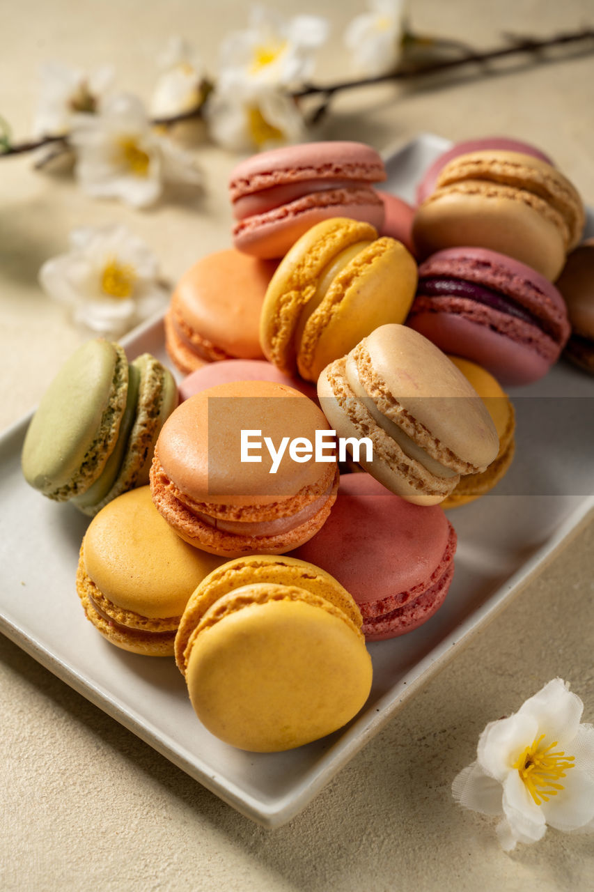 close-up of macaroons