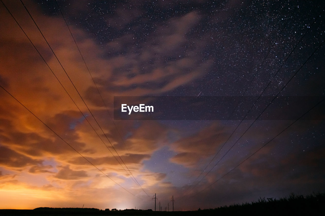 low angle view of trees against sky at night