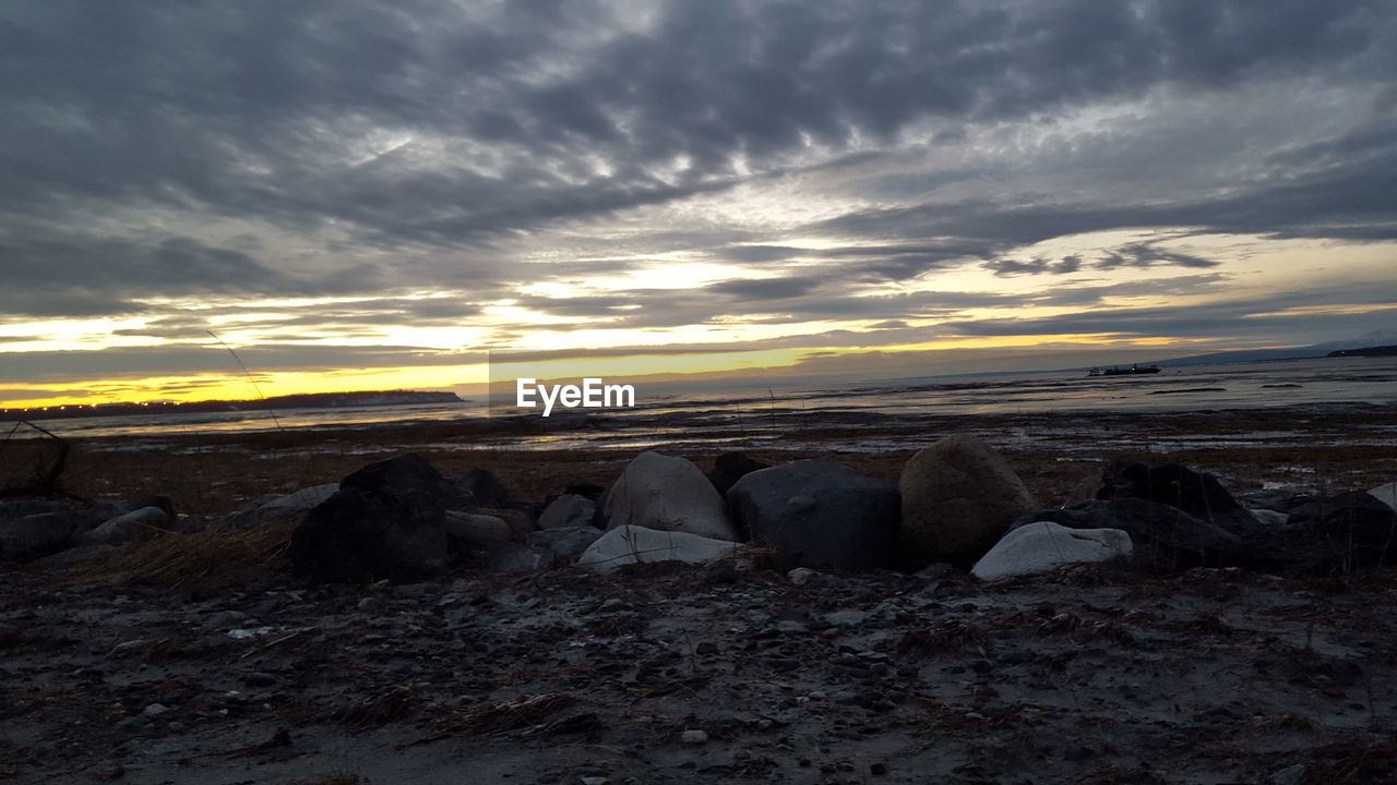 Scenic view of sea against cloudy sky