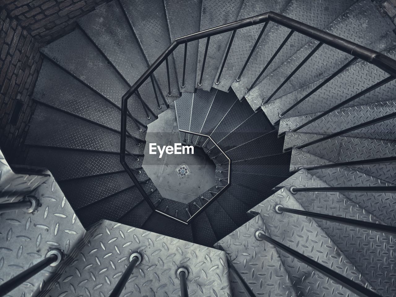 High angle view of spiral staircase