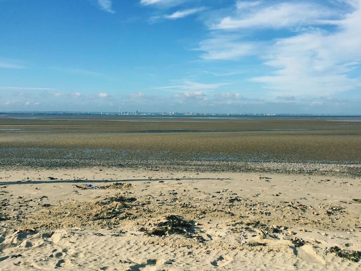 Scenic view of beach against sky