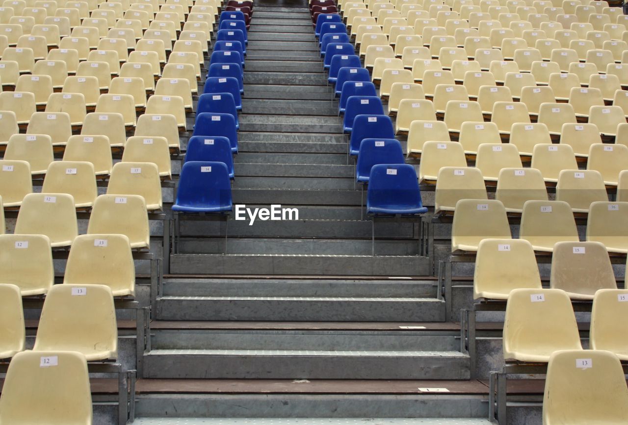 Chairs in row at stadium