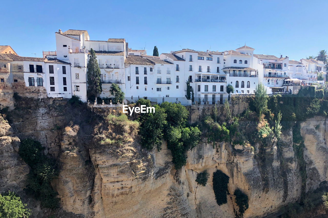 View of the old town of ronda on top of the mountain