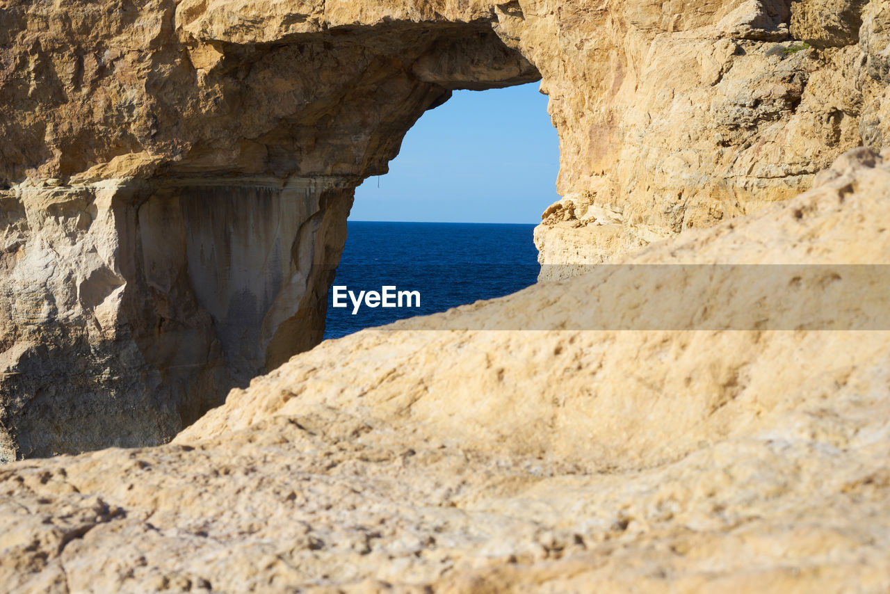 Azure window at gozo island on sunny day