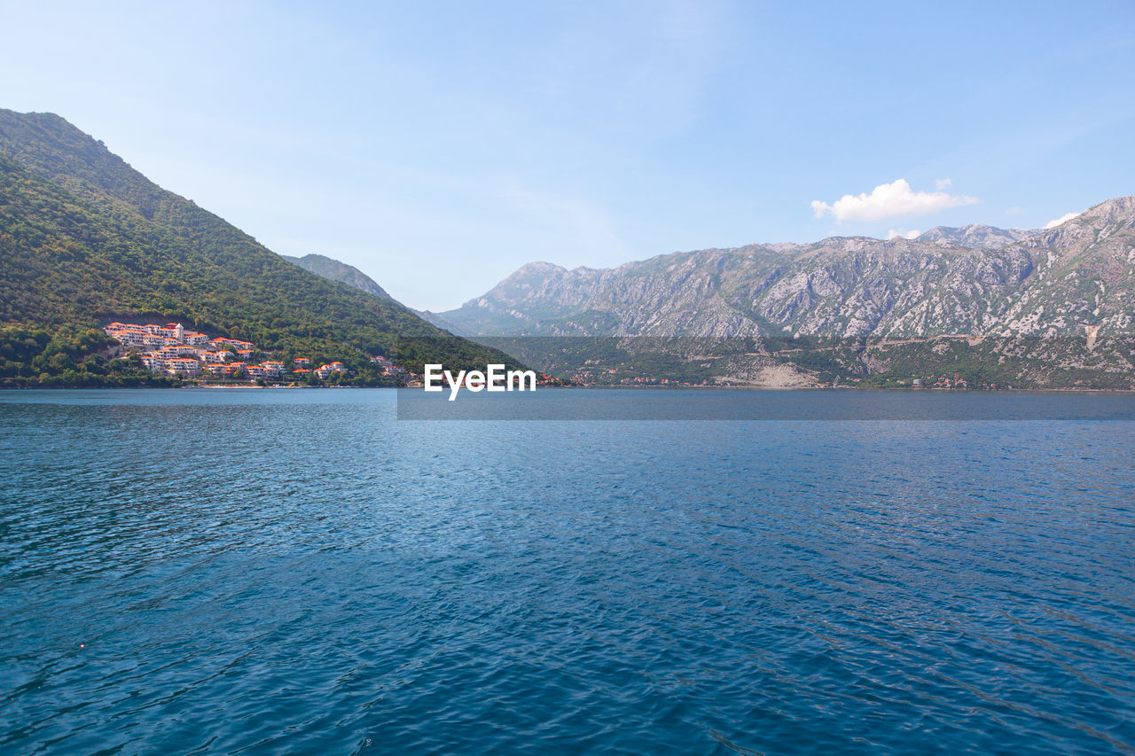 Bay of kotor in montenegro . scenery of mountains and lagoon