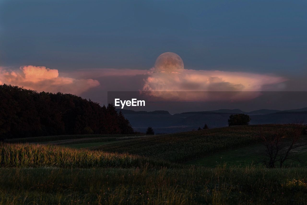 SCENIC VIEW OF LAND AGAINST SKY DURING SUNSET