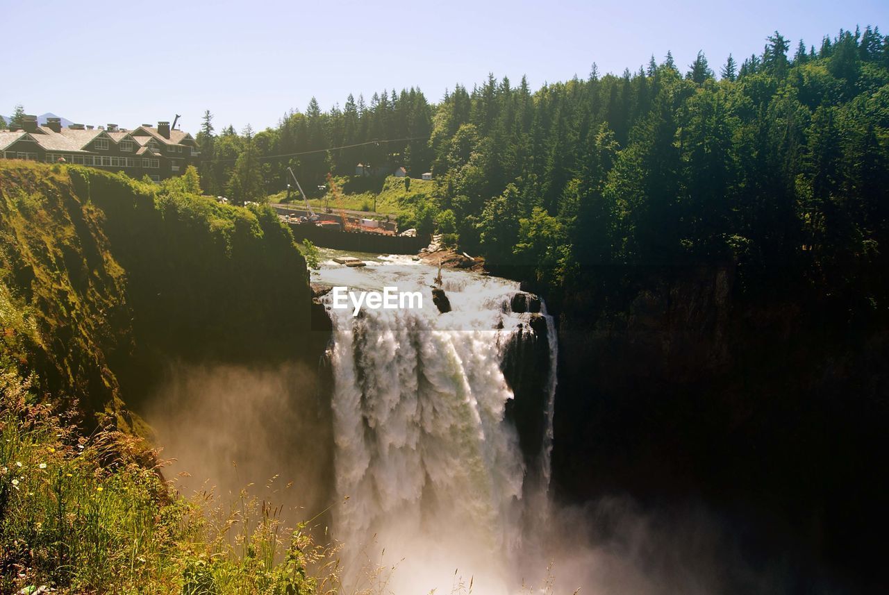 Idyllic view of waterfall