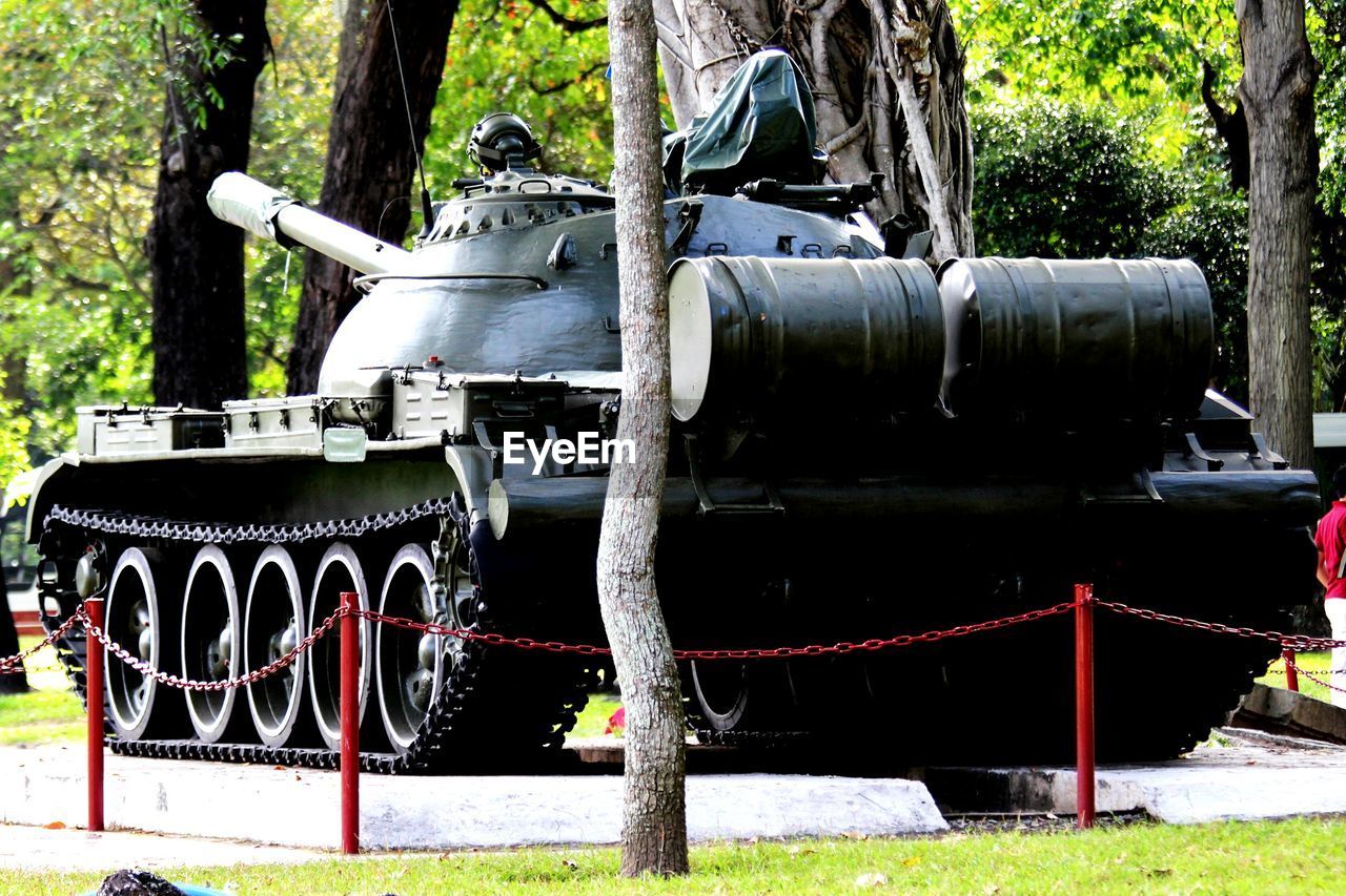Armored tank in park