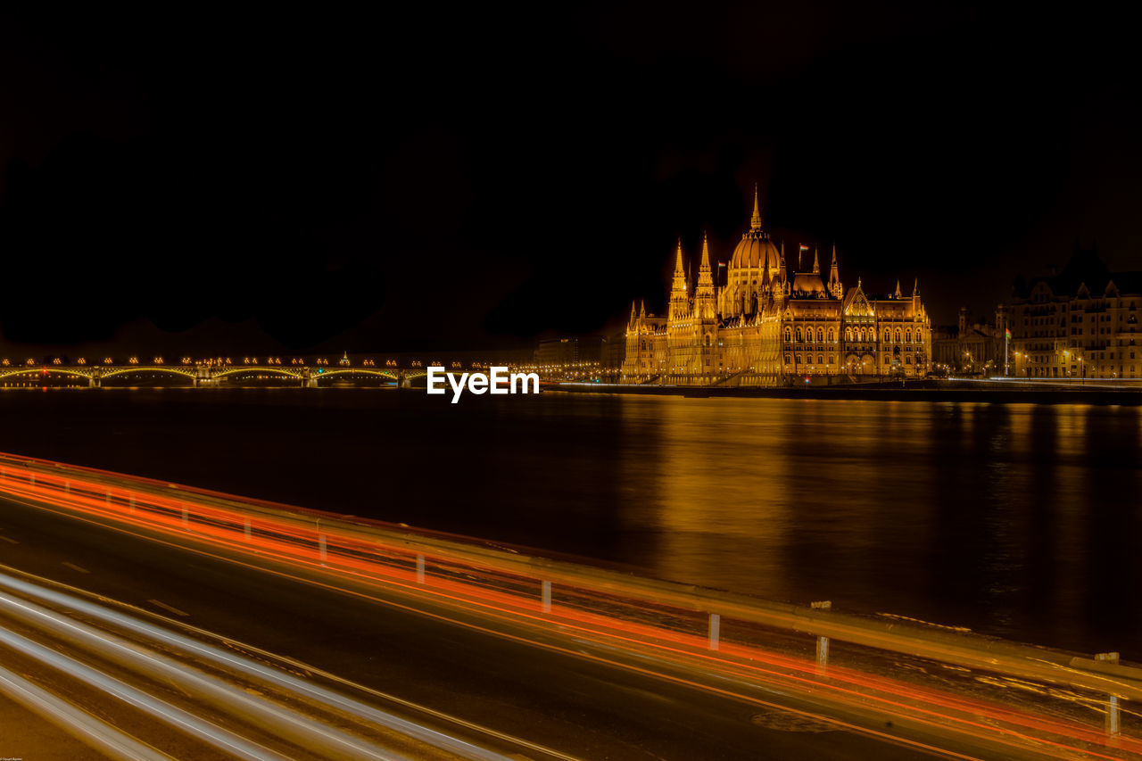 Light trails in city at night