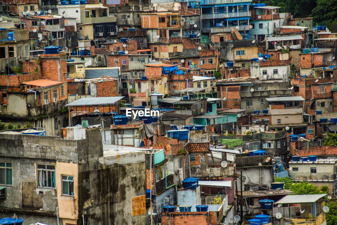 High angle view of buildings in favela rocinha 