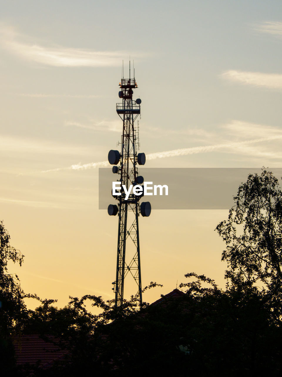 Prague transmission tower at sunset