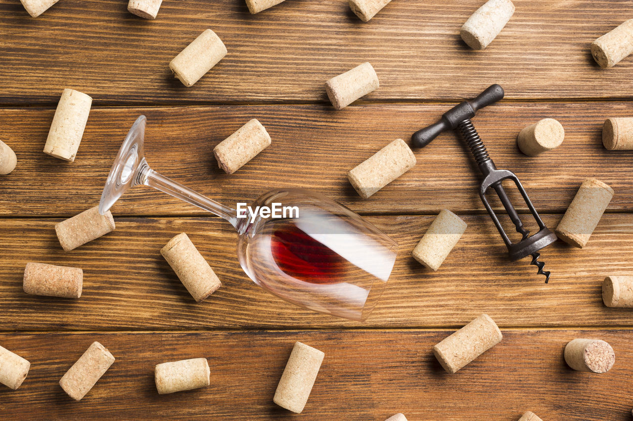 high angle view of wooden blocks on table