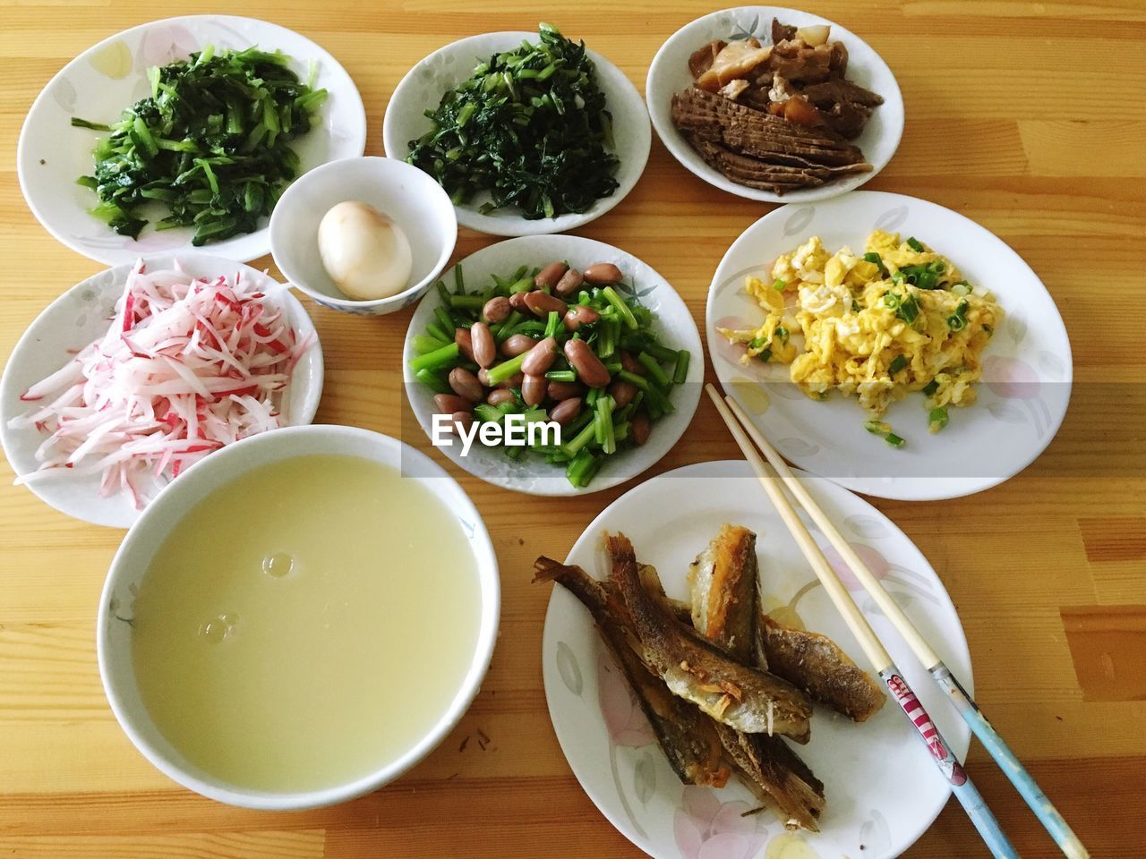 Close-up of food served in plates