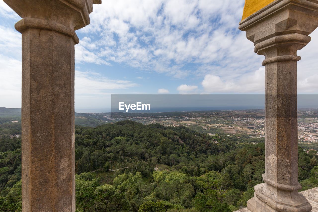High angle view of landscape against sky from palacio da pena