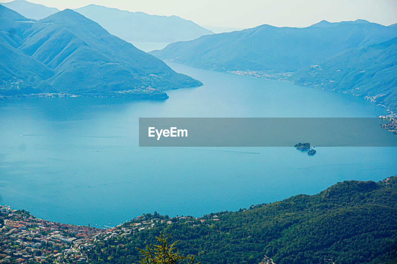 Aerial view of ascona and the brissago islands, switzerland