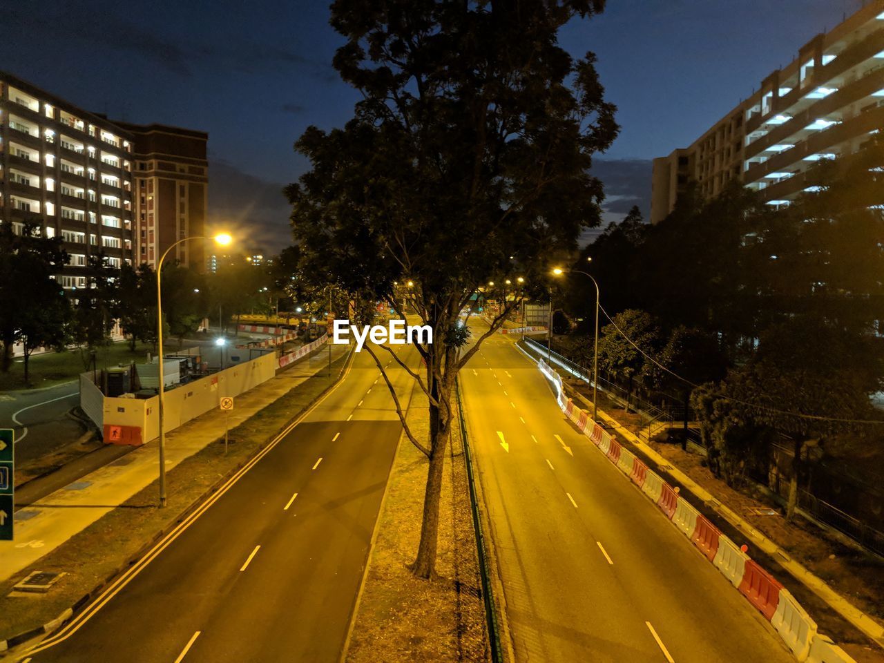 View of city street at night