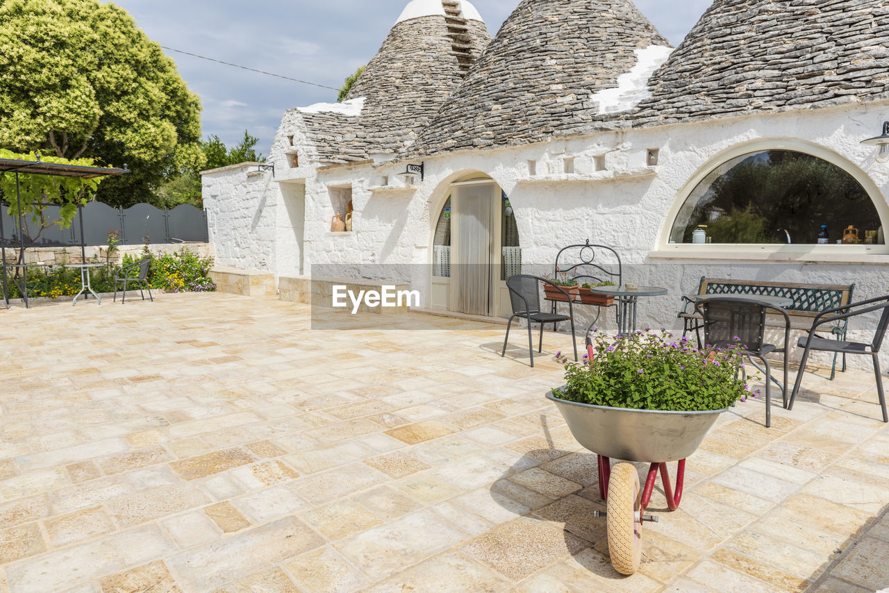 Trulli of the itria valley. farmhouses. details in the sky. puglia, italy.