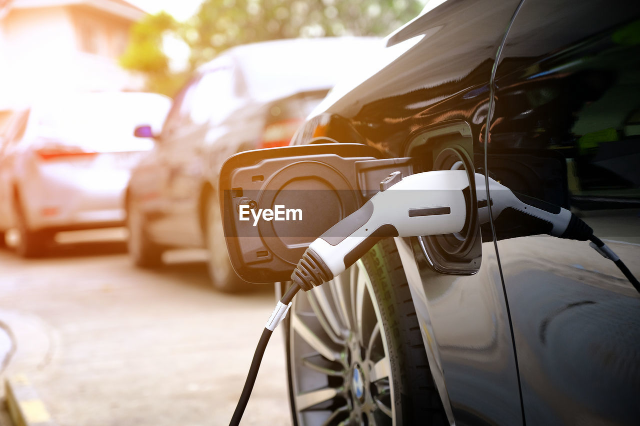 Electric car at charging station