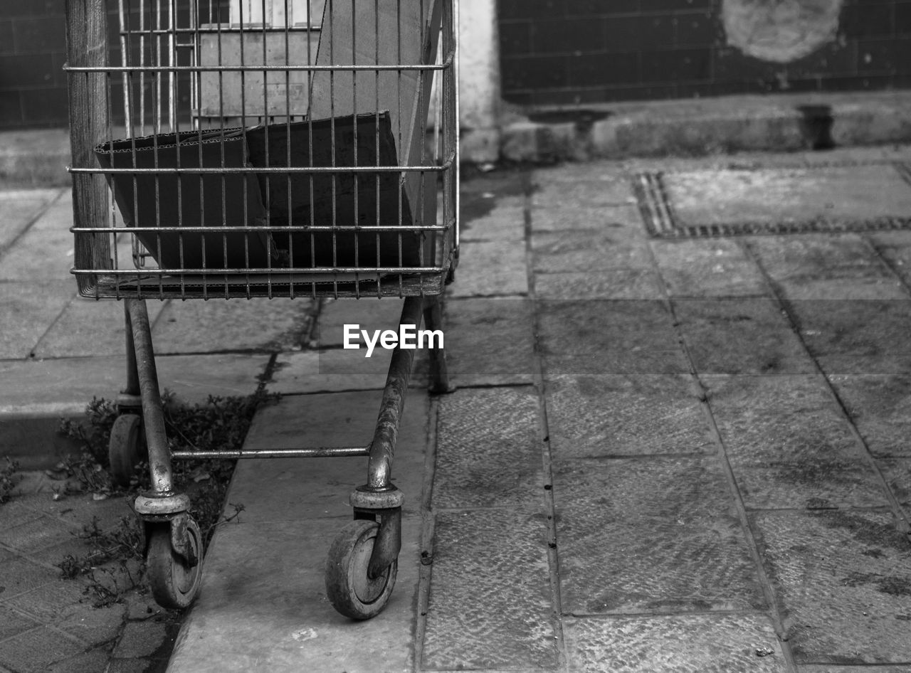 Abandoned shopping cart on street