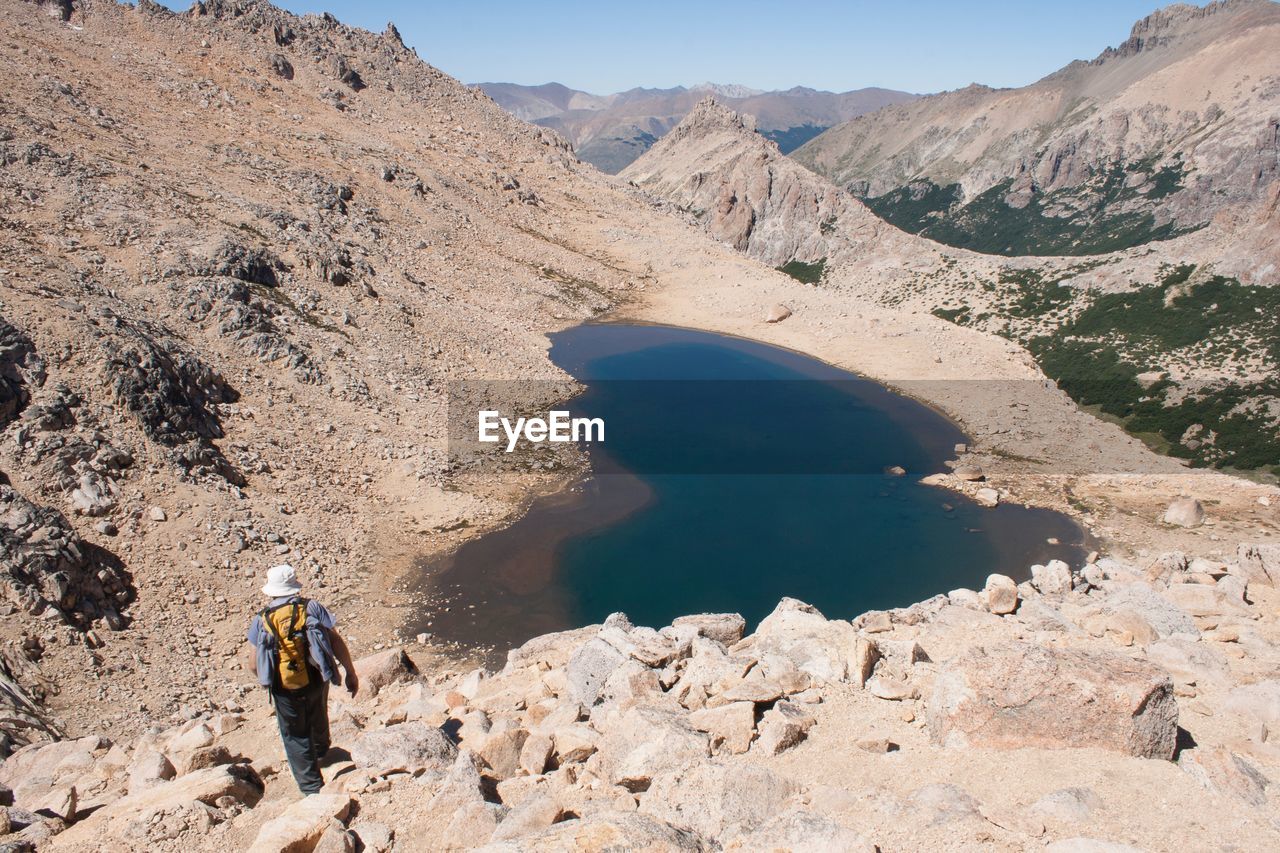 Rear view of man at mountains