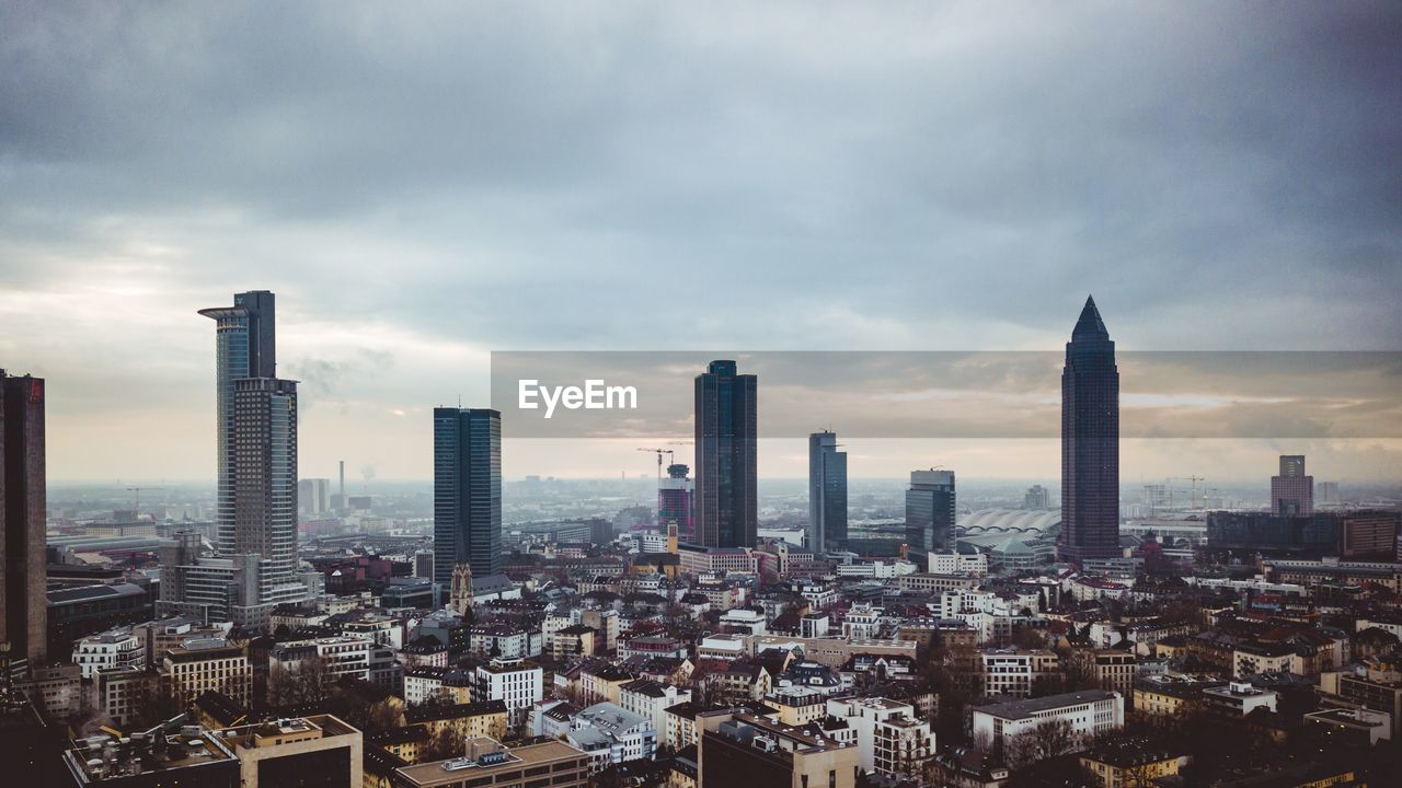 Frankfurt skyline via drone