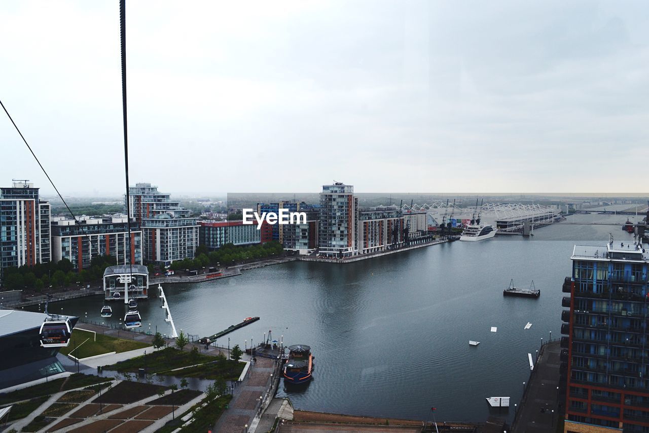 View of emirates air line overhead cable car