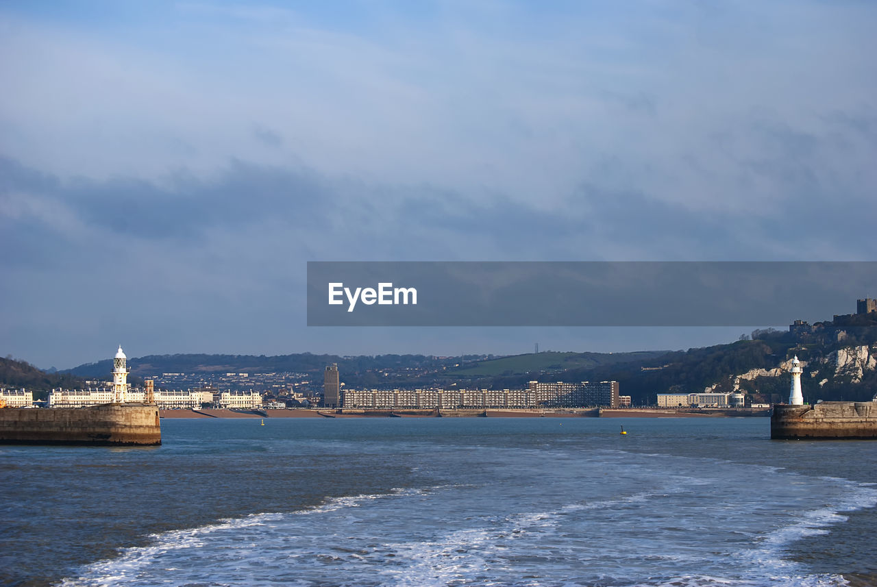 The entrance to the port of dover in kent, england