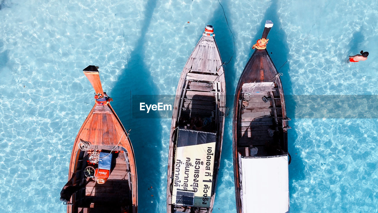 HIGH ANGLE VIEW OF SHIP ON SEA