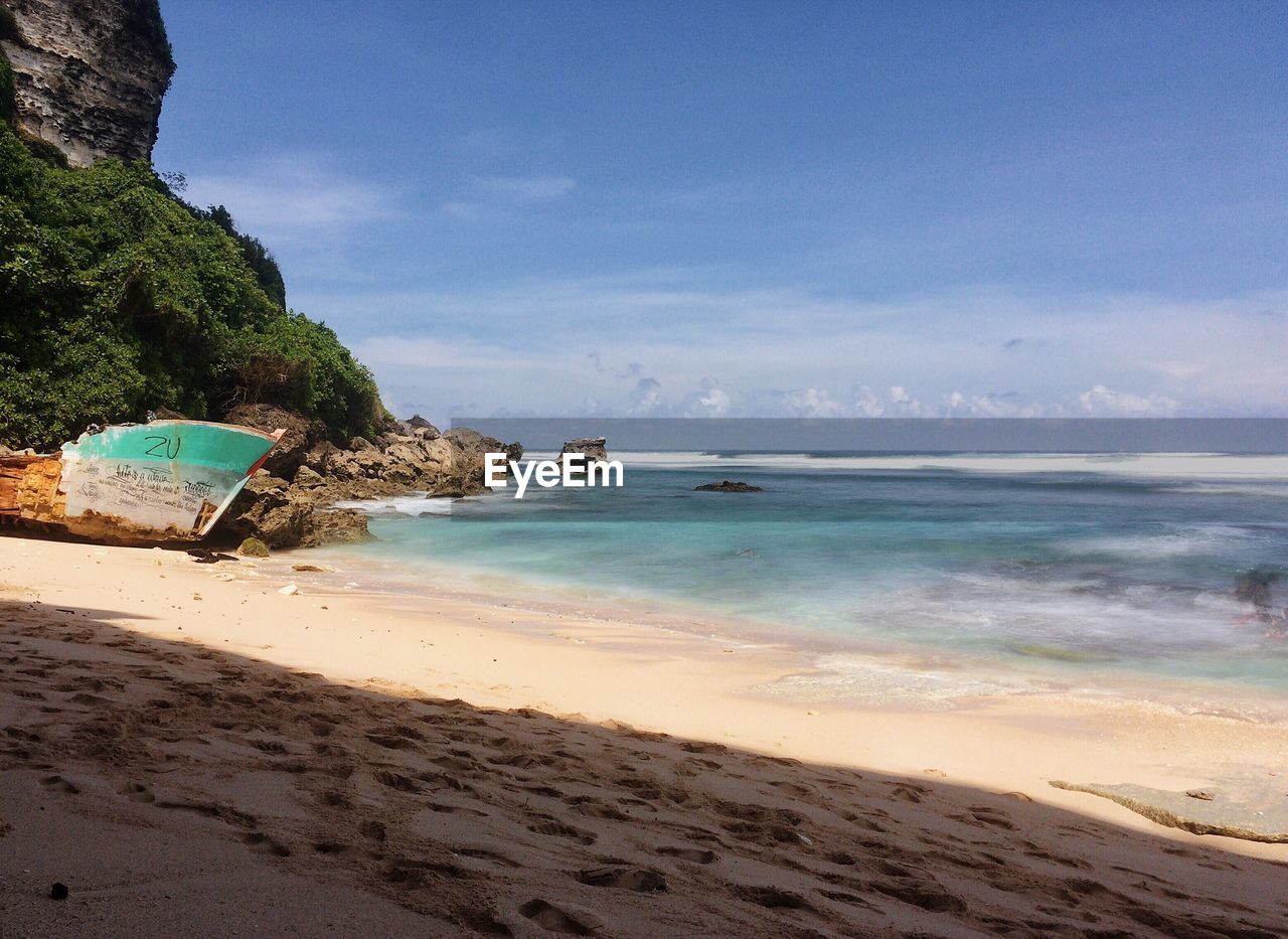 Scenic view of beach against sky
