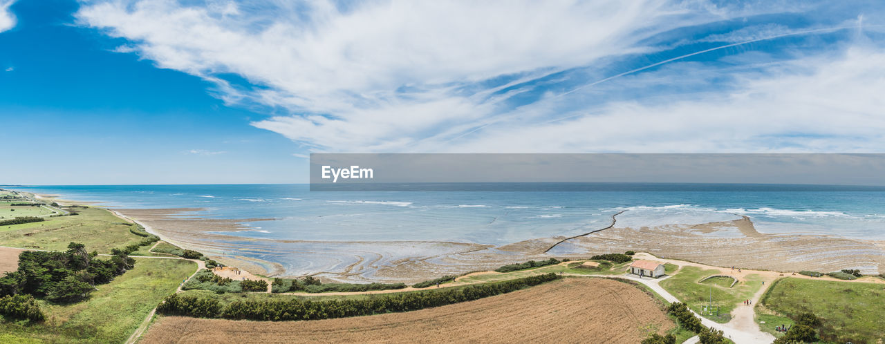 PANORAMIC VIEW OF SEA AND BEACH AGAINST SKY